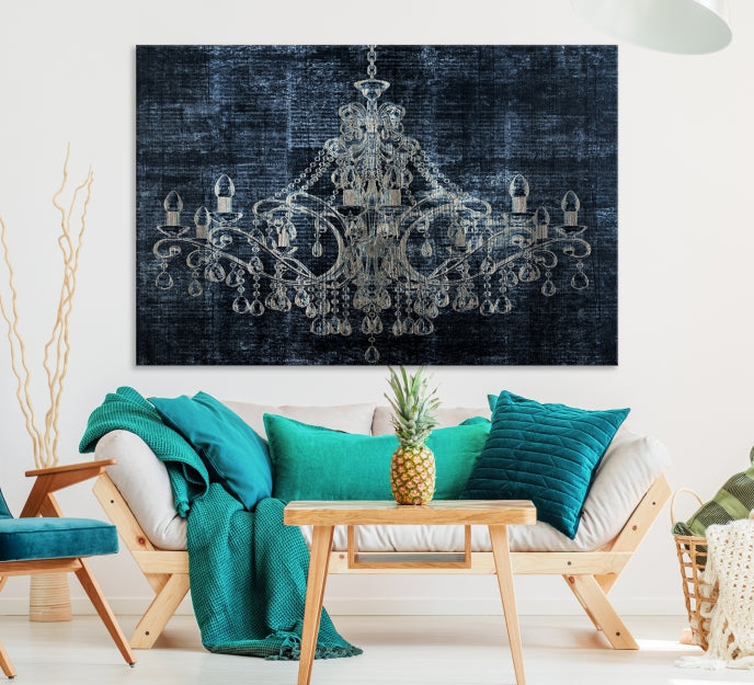 Dark Chandelier Wall Art Framed Canvas Print for Office Decor