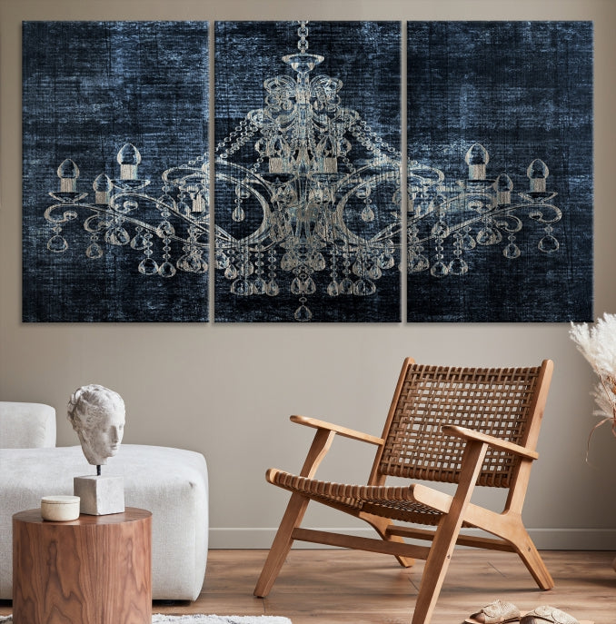 Dark Chandelier Wall Art Framed Canvas Print for Office Decor