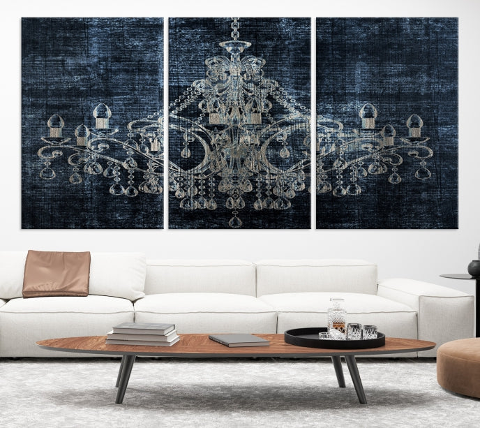 Dark Chandelier Wall Art Framed Canvas Print for Office Decor