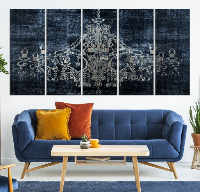 Dark Chandelier Wall Art Framed Canvas Print for Office Decor