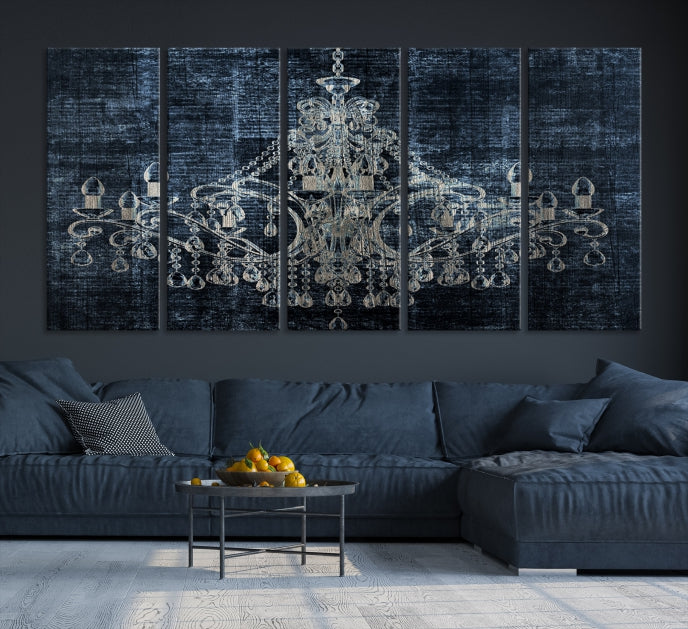 Dark Chandelier Wall Art Framed Canvas Print for Office Decor