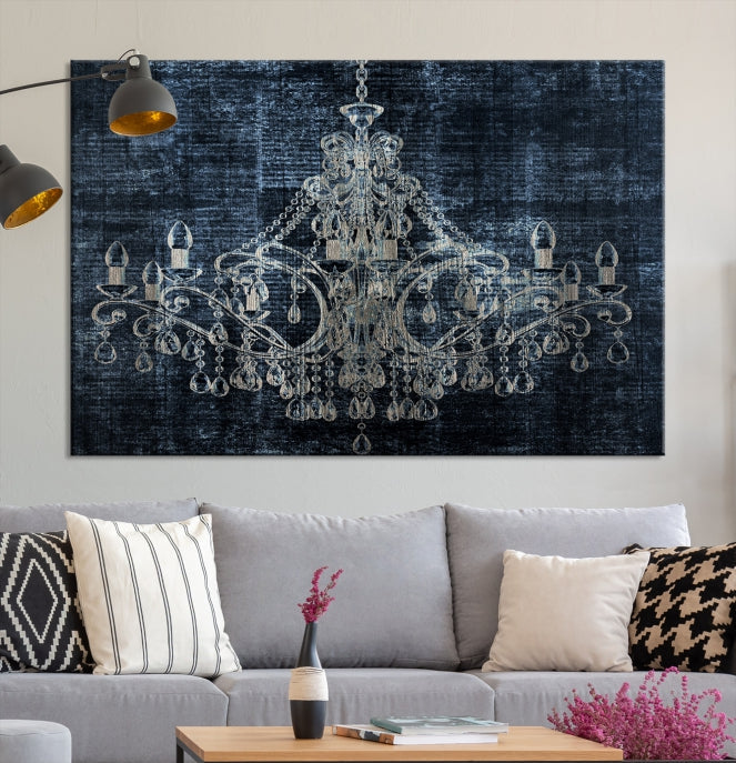 Dark Chandelier Wall Art Framed Canvas Print for Office Decor