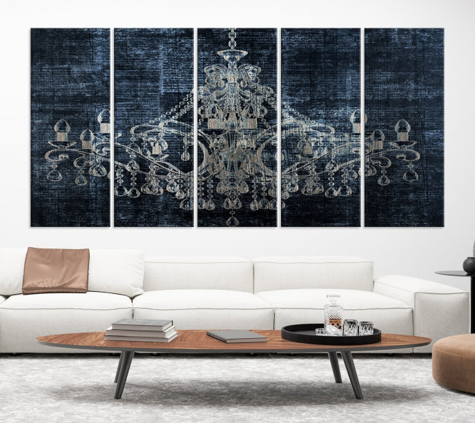 Dark Chandelier Wall Art Framed Canvas Print for Office Decor