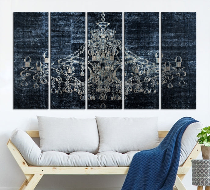 Dark Chandelier Wall Art Framed Canvas Print for Office Decor