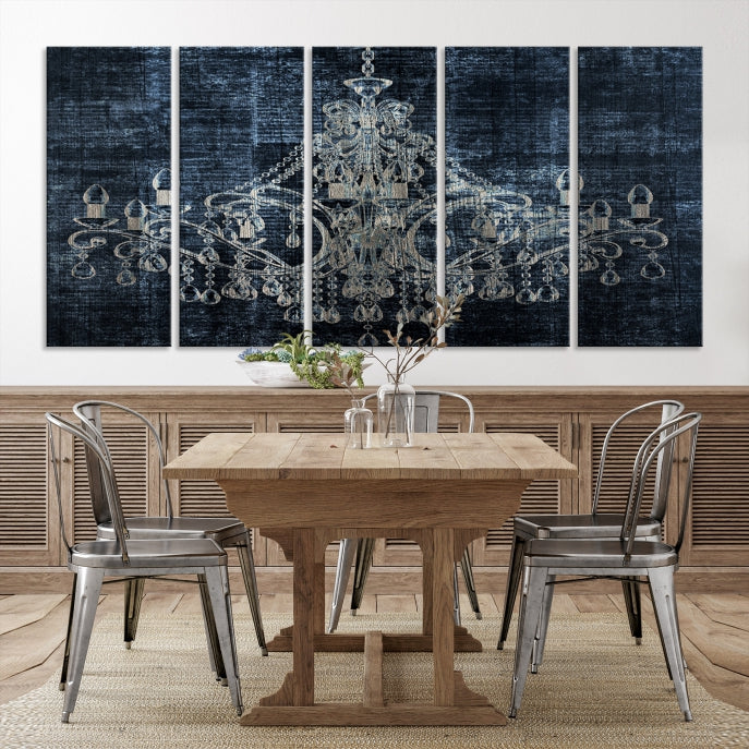 Dark Chandelier Wall Art Framed Canvas Print for Office Decor