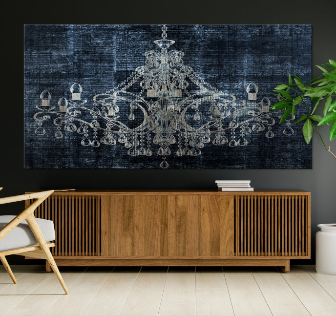 Dark Chandelier Wall Art Framed Canvas Print for Office Decor