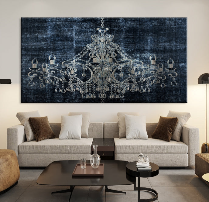 Dark Chandelier Wall Art Framed Canvas Print for Office Decor