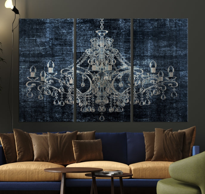 Dark Chandelier Wall Art Framed Canvas Print for Office Decor