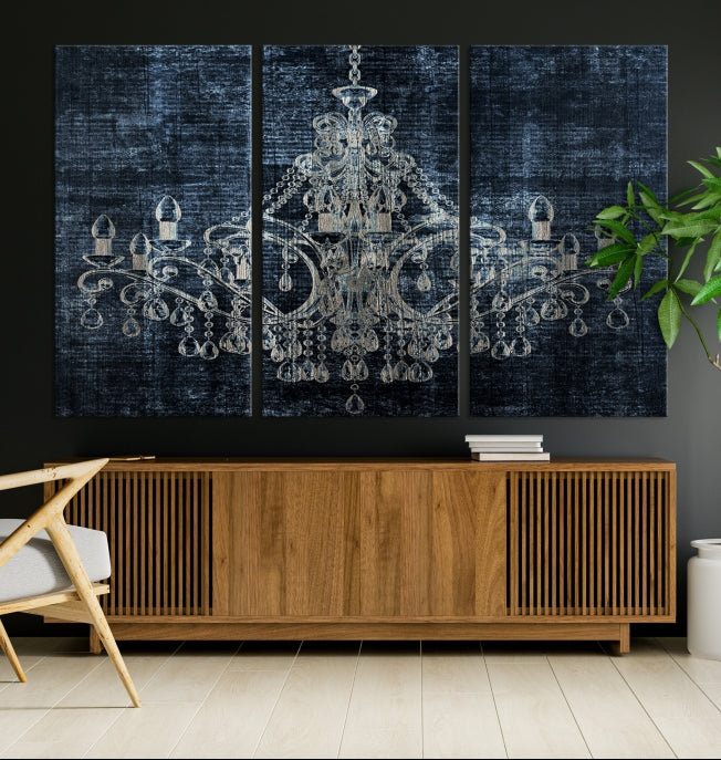 Dark Chandelier Wall Art Framed Canvas Print for Office Decor