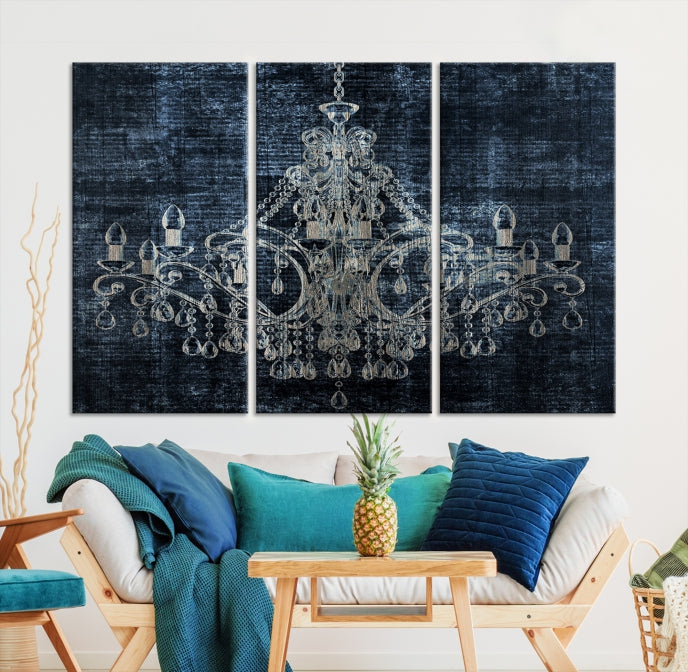 Dark Chandelier Wall Art Framed Canvas Print for Office Decor