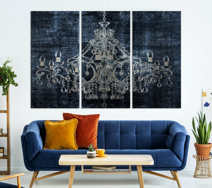 Dark Chandelier Wall Art Framed Canvas Print for Office Decor