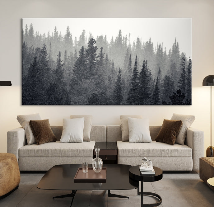 Dark Foggy Forest Misty Landscape Wall Art Canvas Print Framed