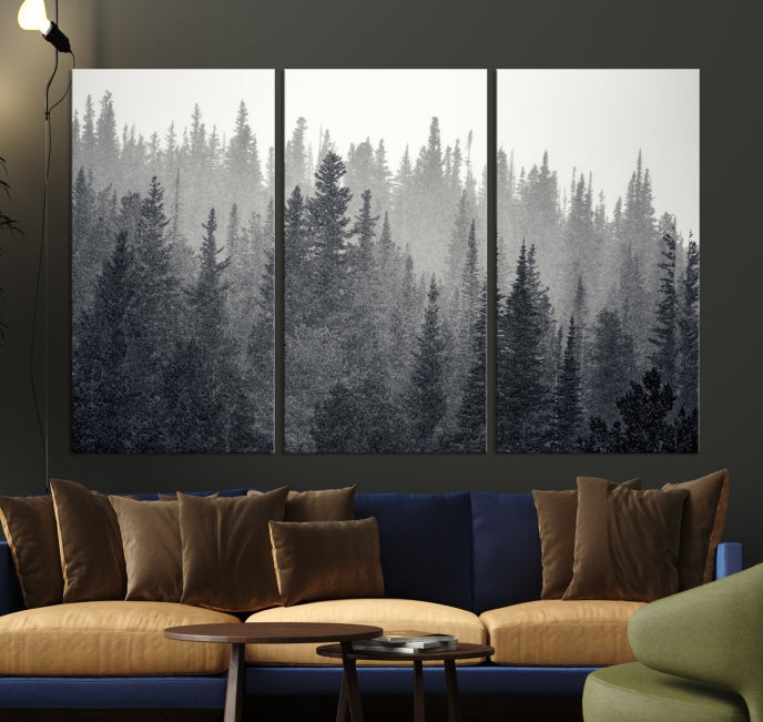 Dark Foggy Forest Misty Landscape Wall Art Canvas Print Framed