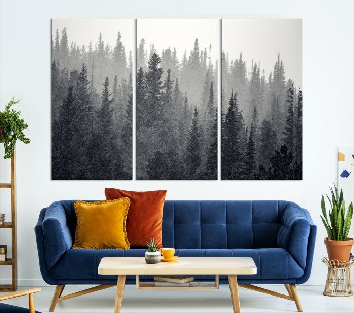 Dark Foggy Forest Misty Landscape Wall Art Canvas Print Framed