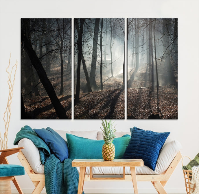 Dark Forest Landscape Tree Wall Art Canvas Print Framed Ready to Hang