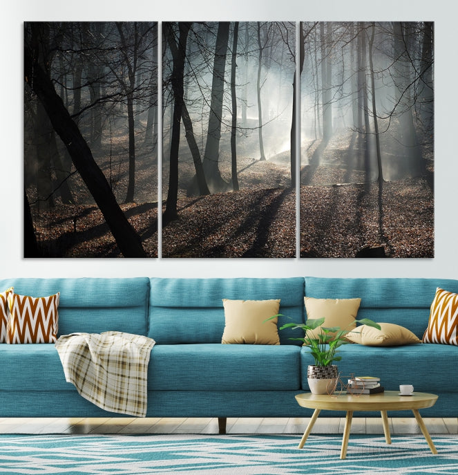 Dark Forest Landscape Tree Wall Art Canvas Print Framed Ready to Hang