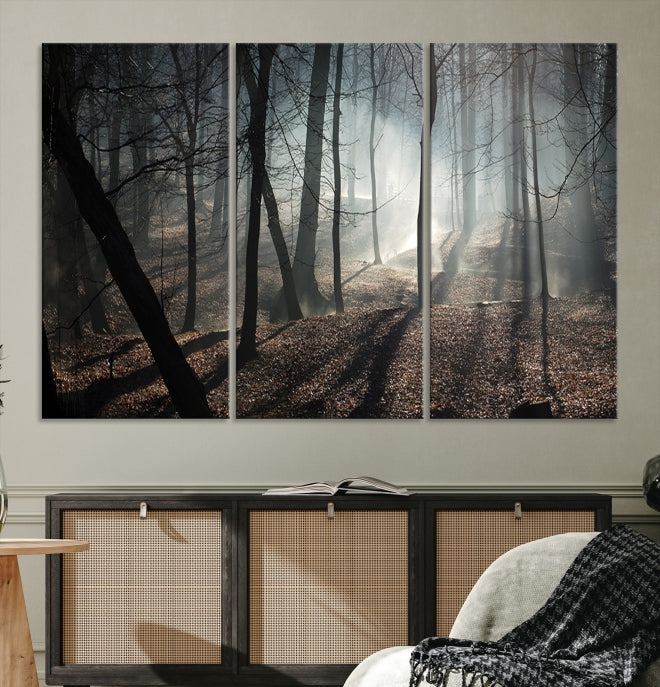 Dark Forest Landscape Tree Wall Art Canvas Print Framed Ready to Hang