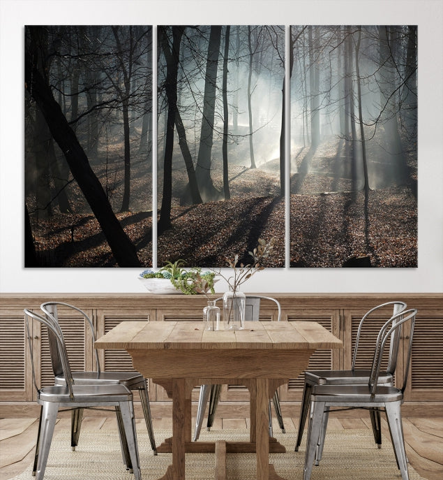 Dark Forest Landscape Tree Wall Art Canvas Print Framed Ready to Hang