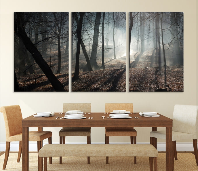 Dark Forest Landscape Tree Wall Art Canvas Print Framed Ready to Hang