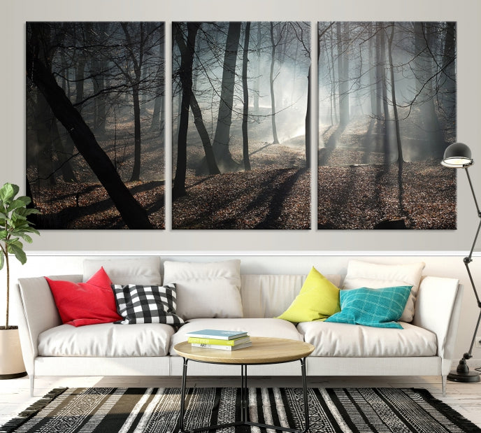 Dark Forest Landscape Tree Wall Art Canvas Print Framed Ready to Hang