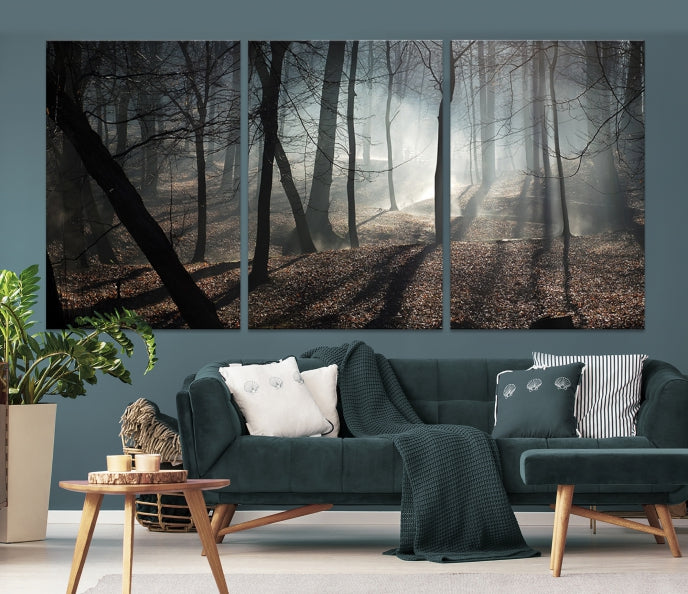 Dark Forest Landscape Tree Wall Art Canvas Print Framed Ready to Hang