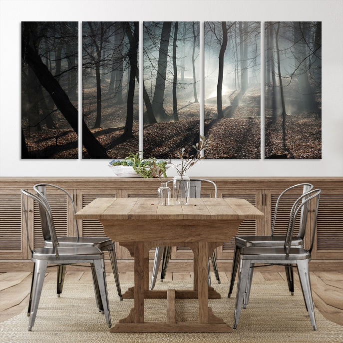 Dark Forest Landscape Tree Wall Art Canvas Print Framed Ready to Hang