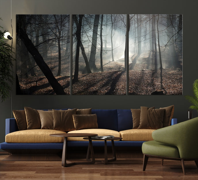 Dark Forest Landscape Tree Wall Art Canvas Print Framed Ready to Hang