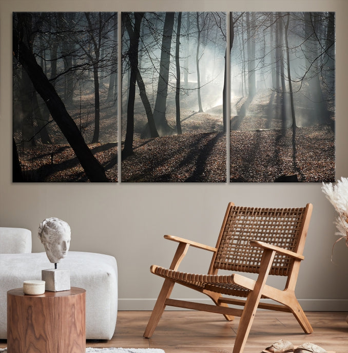 Dark Forest Landscape Tree Wall Art Canvas Print Framed Ready to Hang