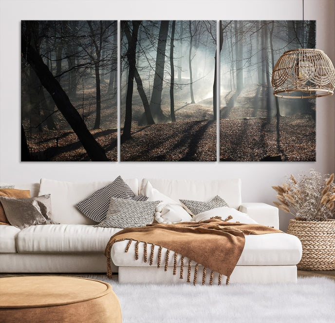 Dark Forest Landscape Tree Wall Art Canvas Print Framed Ready to Hang