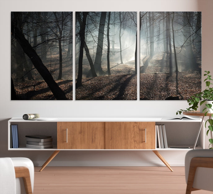 Dark Forest Landscape Tree Wall Art Canvas Print Framed Ready to Hang