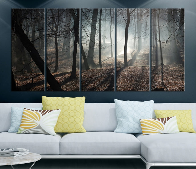 Dark Forest Landscape Tree Wall Art Canvas Print Framed Ready to Hang