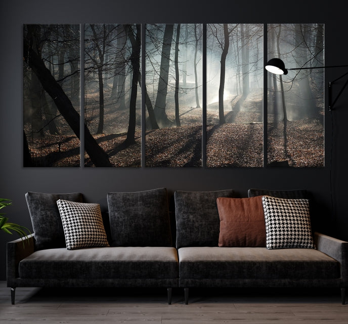 Dark Forest Landscape Tree Wall Art Canvas Print Framed Ready to Hang