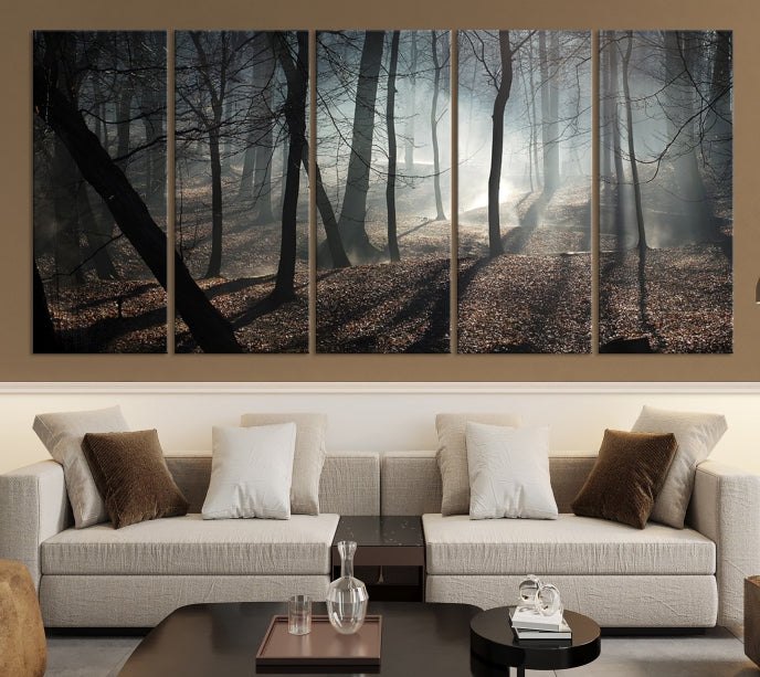 Dark Forest Landscape Tree Wall Art Canvas Print Framed Ready to Hang