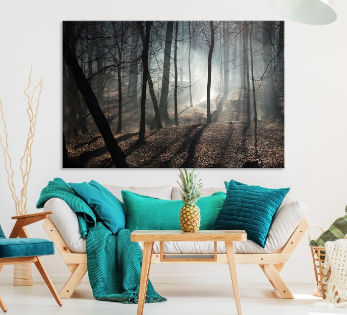 Dark Forest Landscape Tree Wall Art Canvas Print Framed Ready to Hang