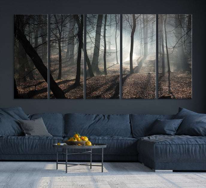 Dark Forest Landscape Tree Wall Art Canvas Print Framed Ready to Hang