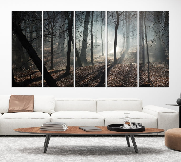 Dark Forest Landscape Tree Wall Art Canvas Print Framed Ready to Hang