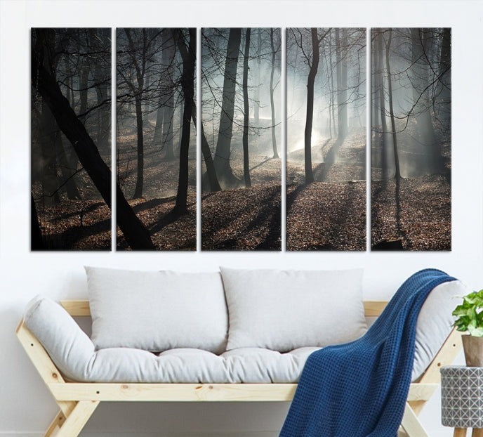 Dark Forest Landscape Tree Wall Art Canvas Print Framed Ready to Hang