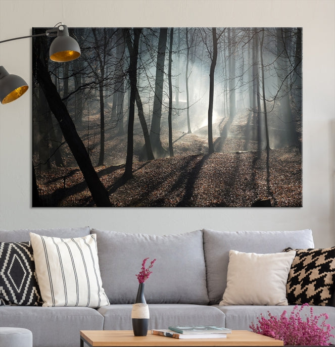 Dark Forest Landscape Tree Wall Art Canvas Print Framed Ready to Hang