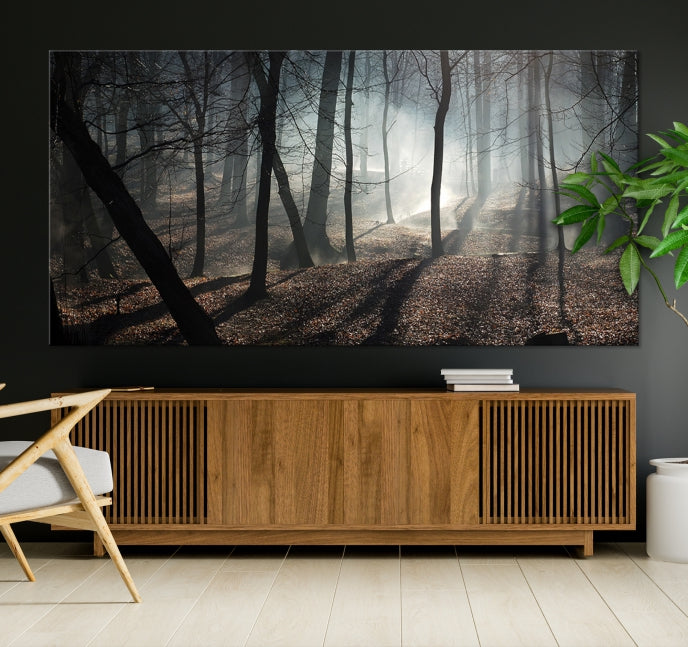 Dark Forest Landscape Tree Wall Art Canvas Print Framed Ready to Hang