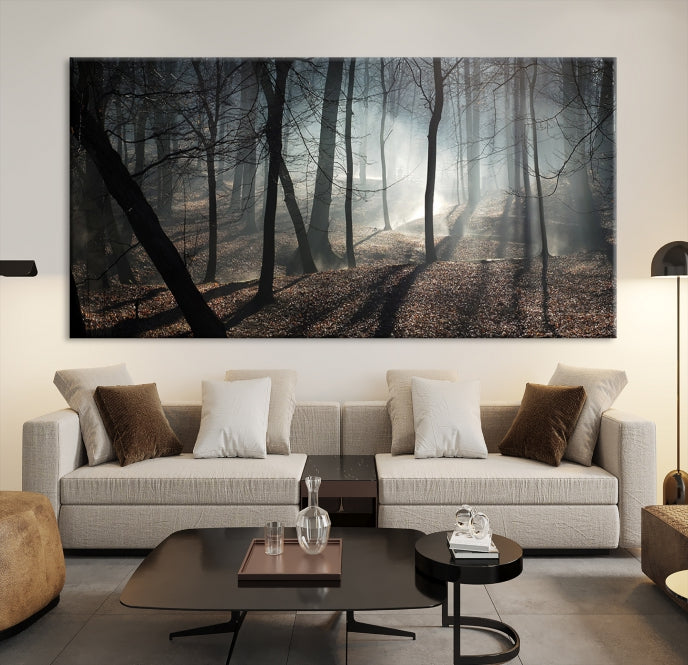 Dark Forest Landscape Tree Wall Art Canvas Print Framed Ready to Hang