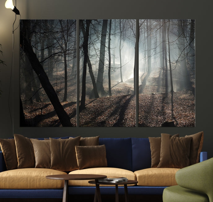 Dark Forest Landscape Tree Wall Art Canvas Print Framed Ready to Hang