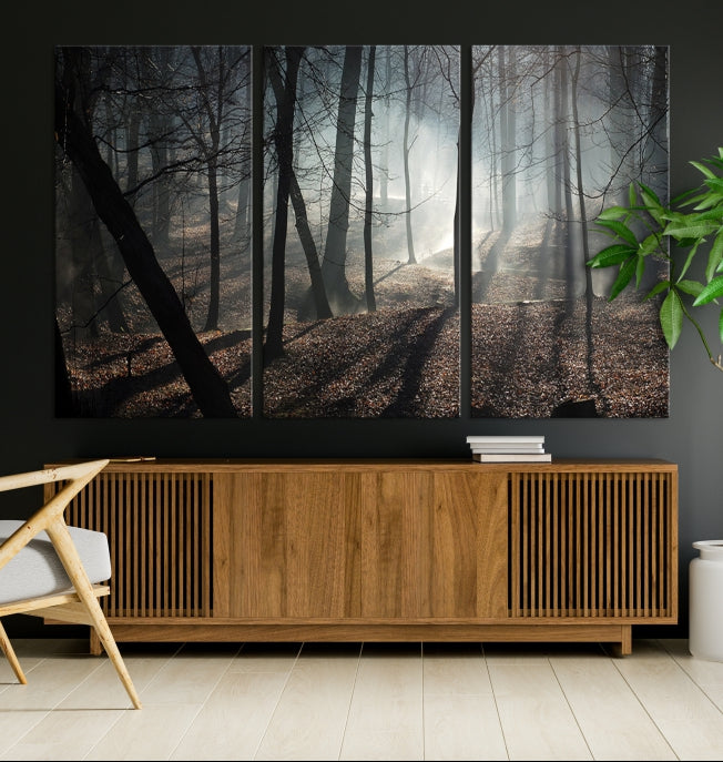 Dark Forest Landscape Tree Wall Art Canvas Print Framed Ready to Hang