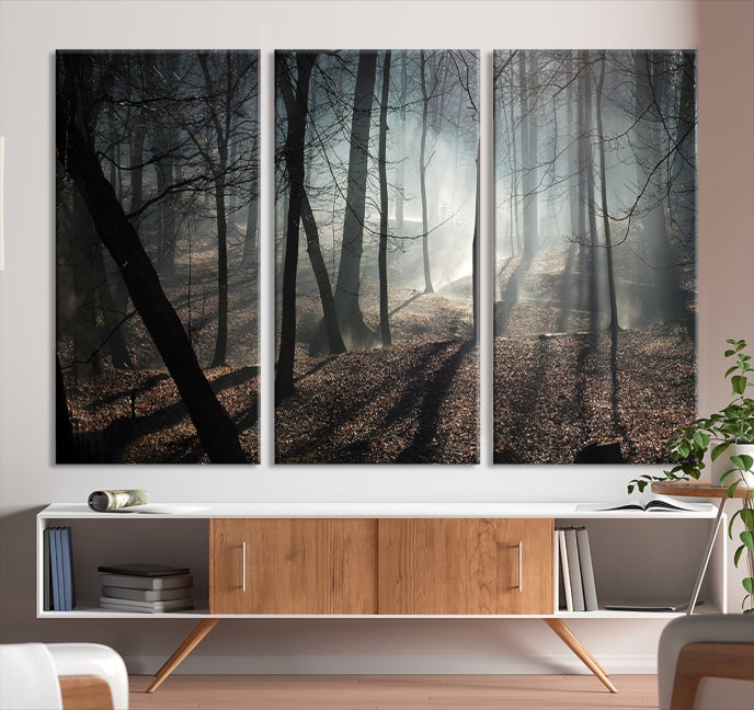 Dark Forest Landscape Tree Wall Art Canvas Print Framed Ready to Hang