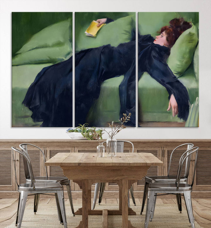 Decadent Girl Canvas Wall Art - Classic Portrait by Ramón Casas, Elegant Resting Figure for Living Room, Bedroom, or Study, Ready to Hang