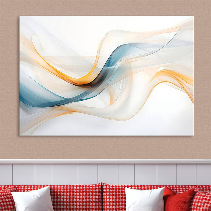 Decorative Turquoise Orange Wave Wall Art Canvas Print