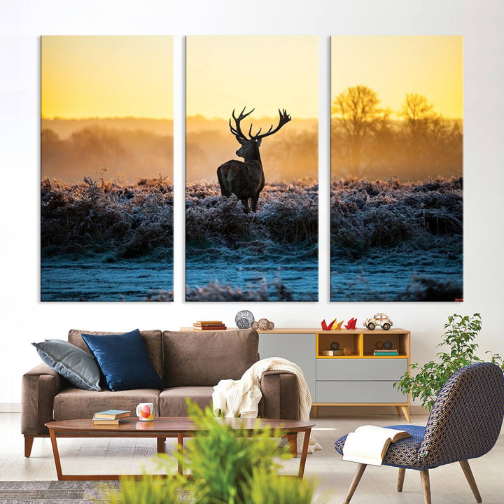 Deer at Sunset Canvas Print