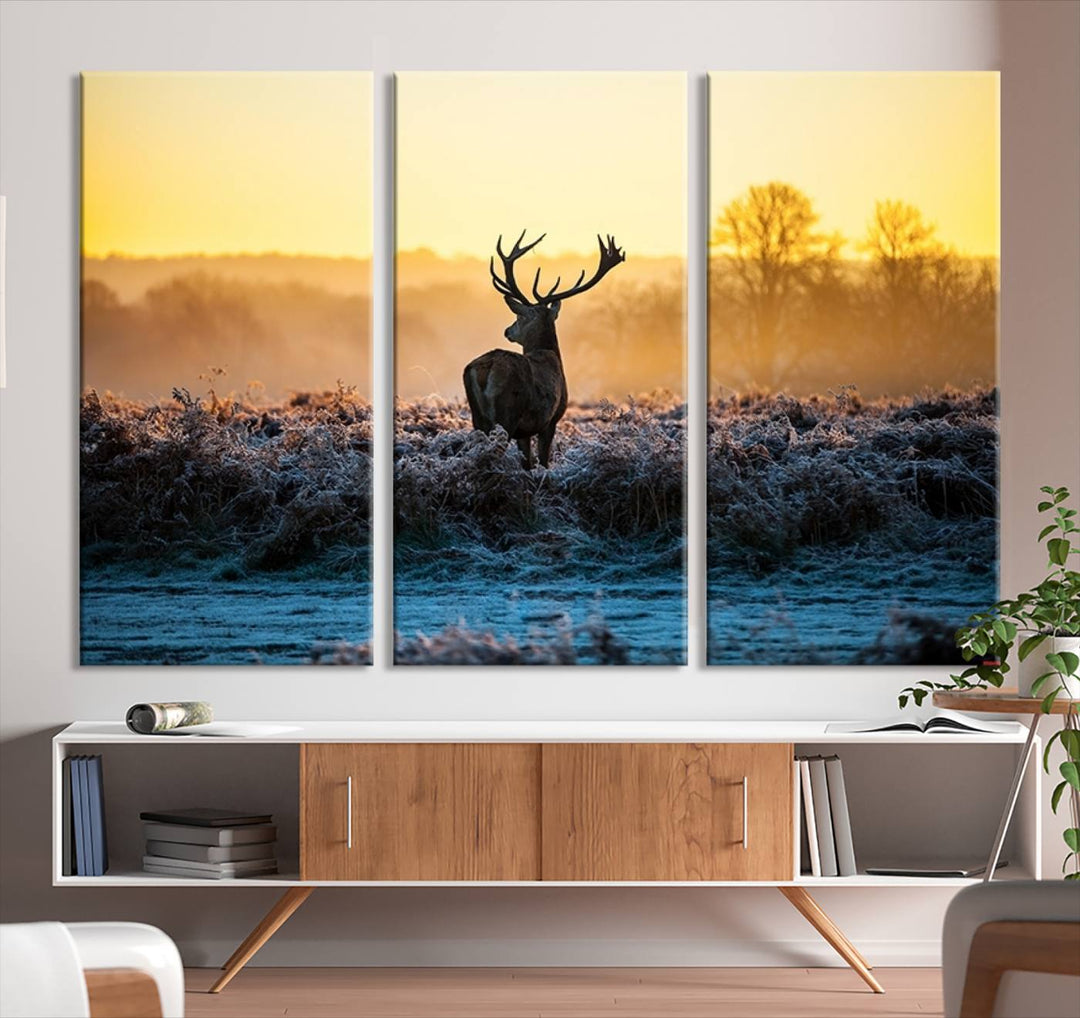 Deer at Sunset Canvas Print