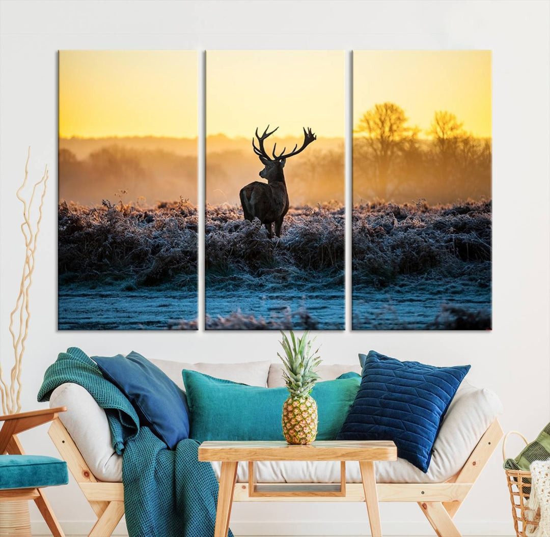 Deer at Sunset Canvas Print