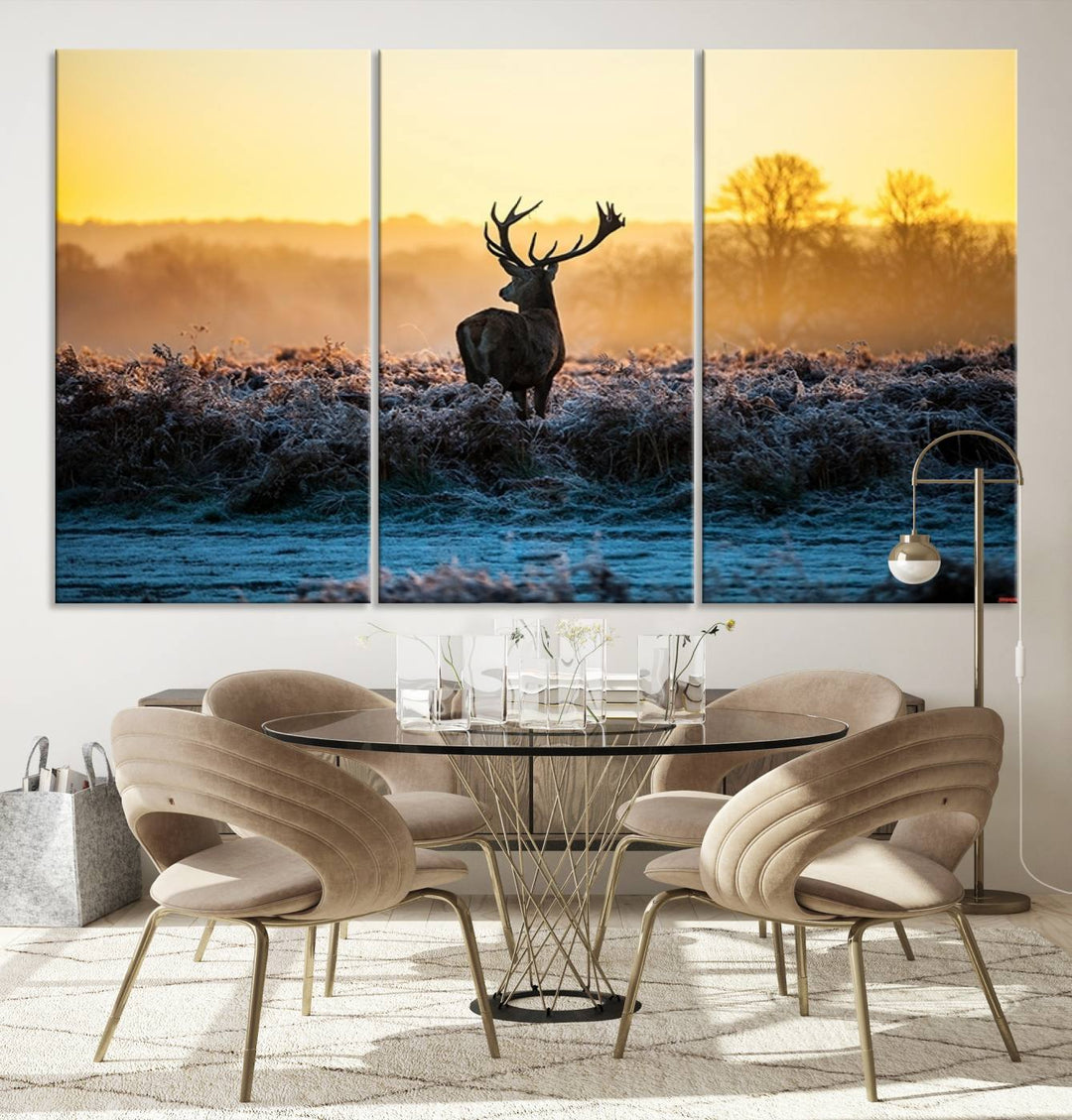 Deer at Sunset Canvas Print