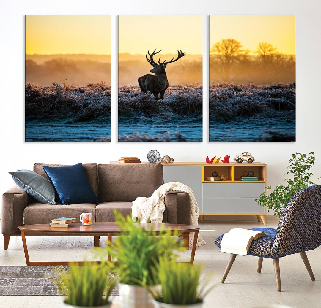 Deer at Sunset Canvas Print